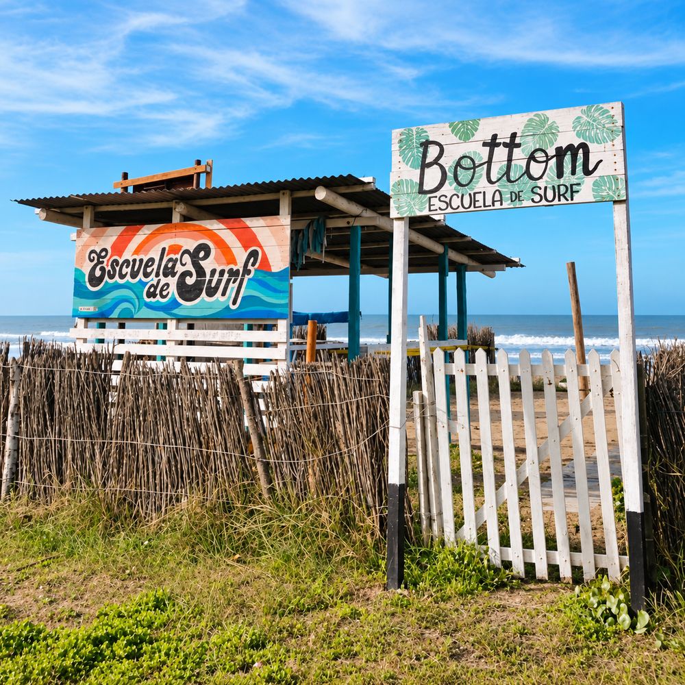 Entrada a la escuela Bottom, con el mar de fondo